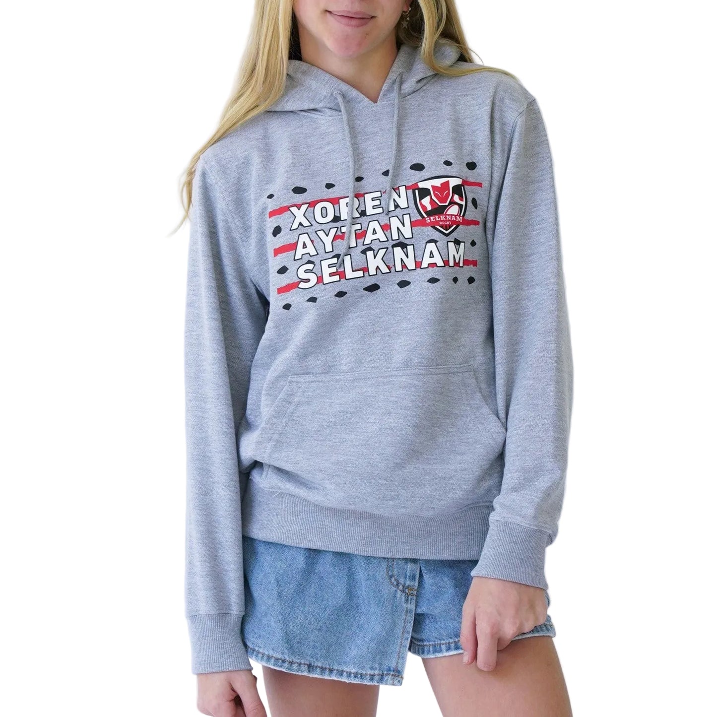 Polerón Hoodie Selknam XOREN AYTAN 24 Niños GRIS