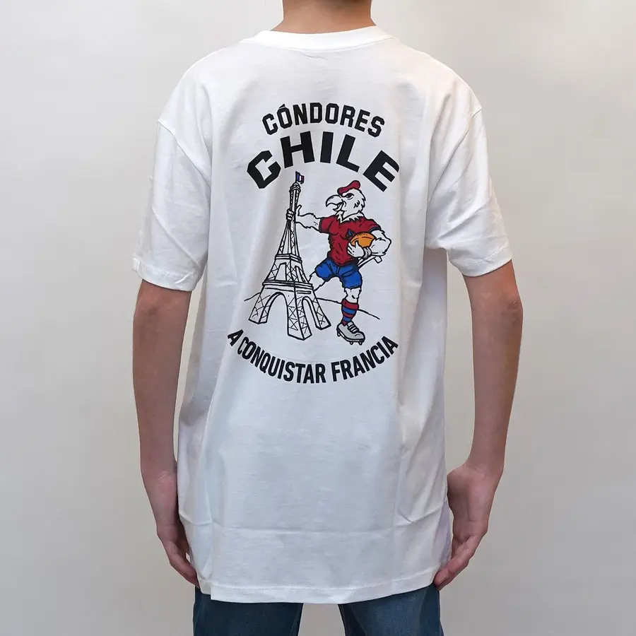 Polera Urbana Cóndores Caricatura Francia Niños BLANCA