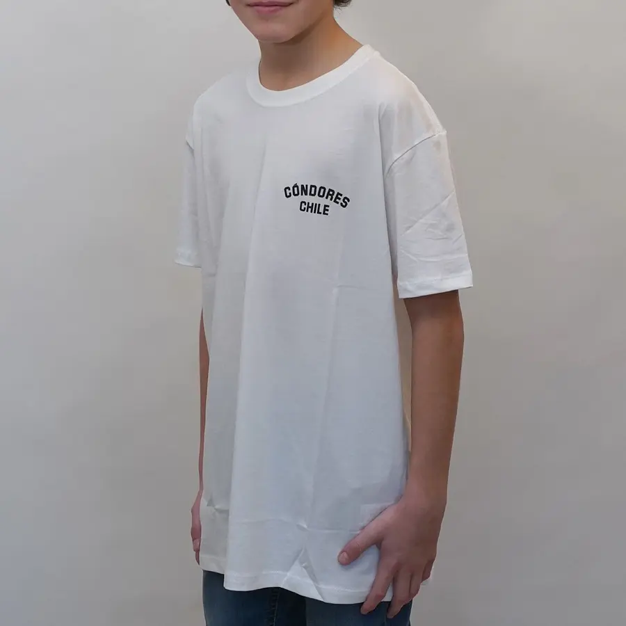 Polera Urbana Cóndores Caricatura Francia Niños BLANCA