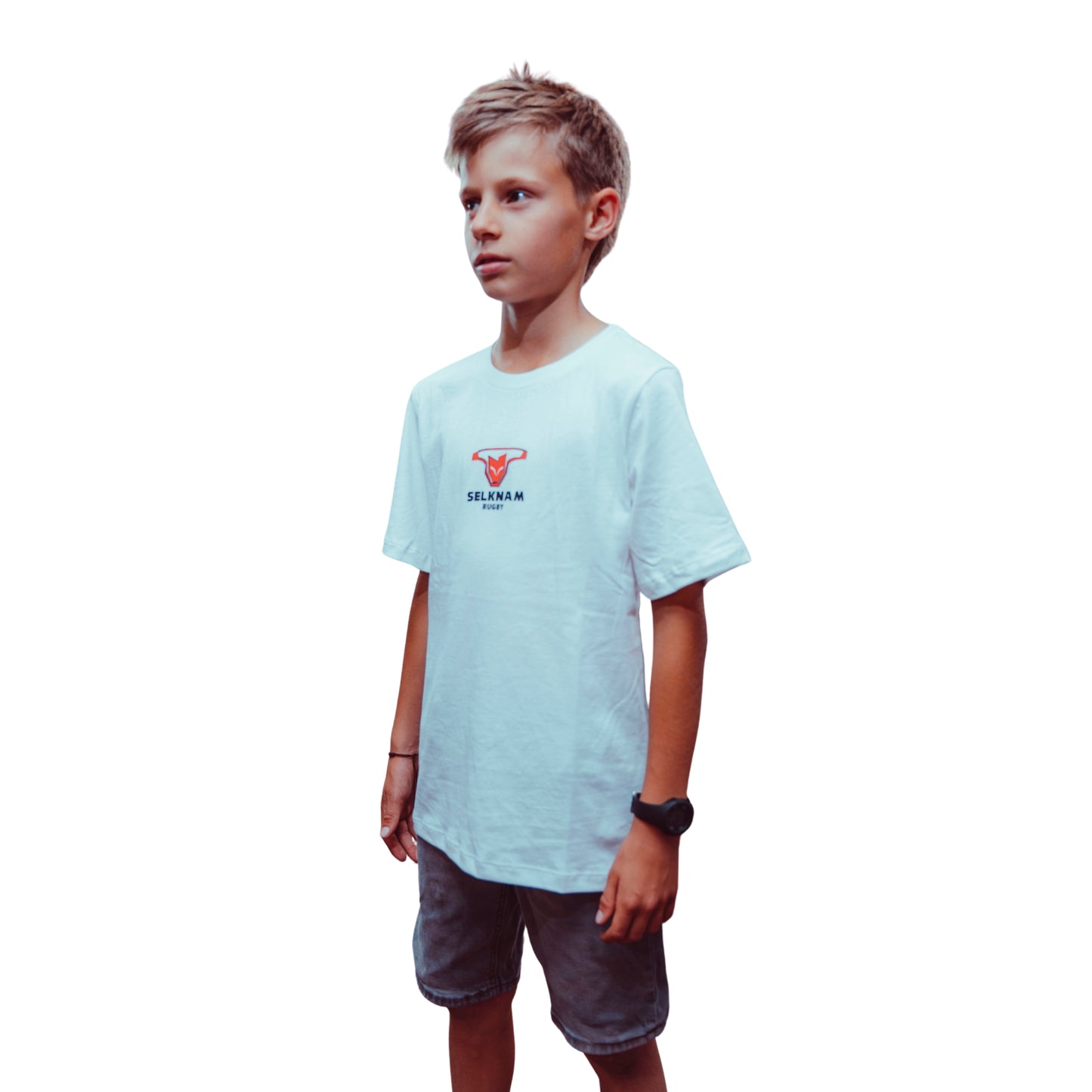 Polera Urbana Niños Selknam Tribal 2026 Blanca