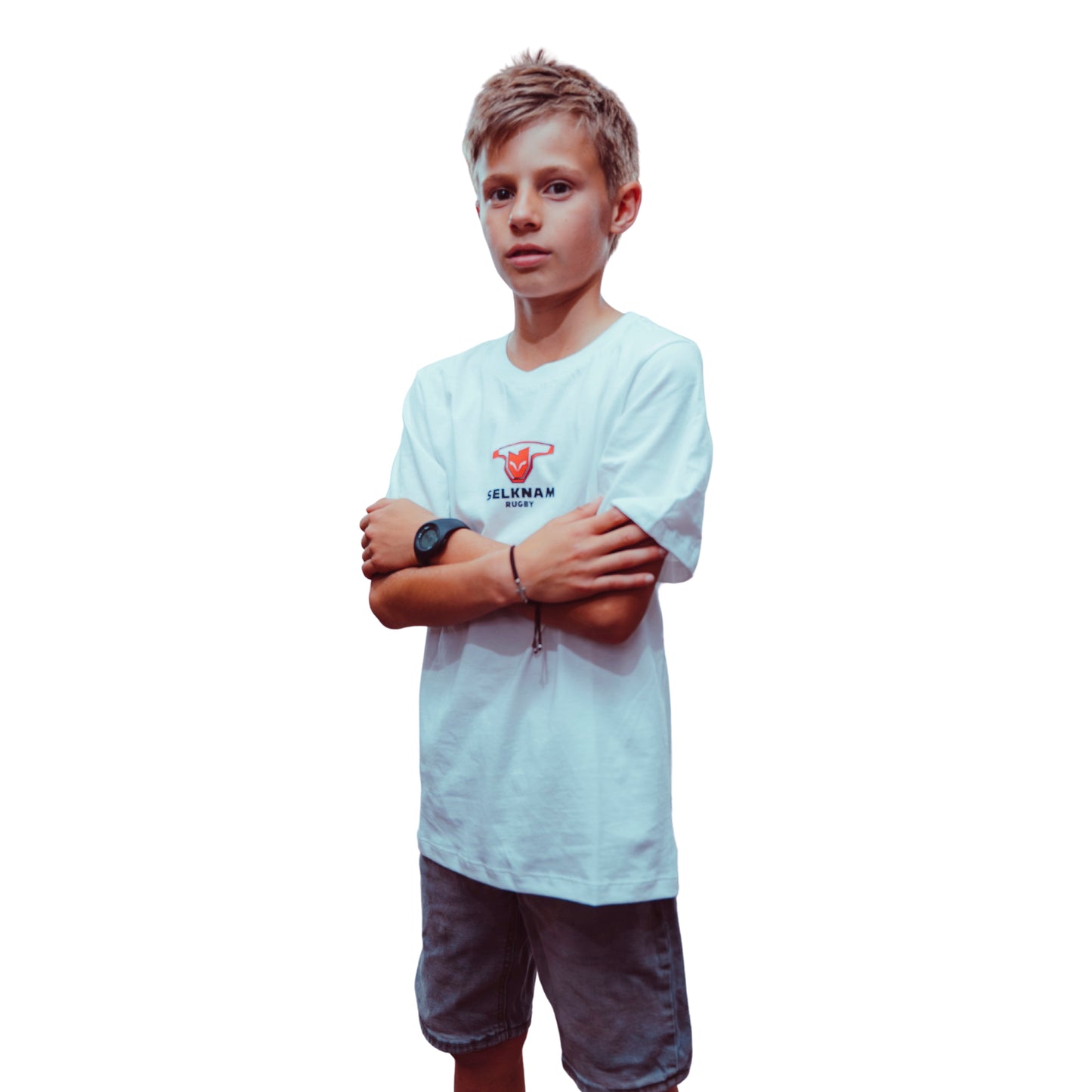 Polera Urbana Niños Selknam Tribal 2026 Blanca