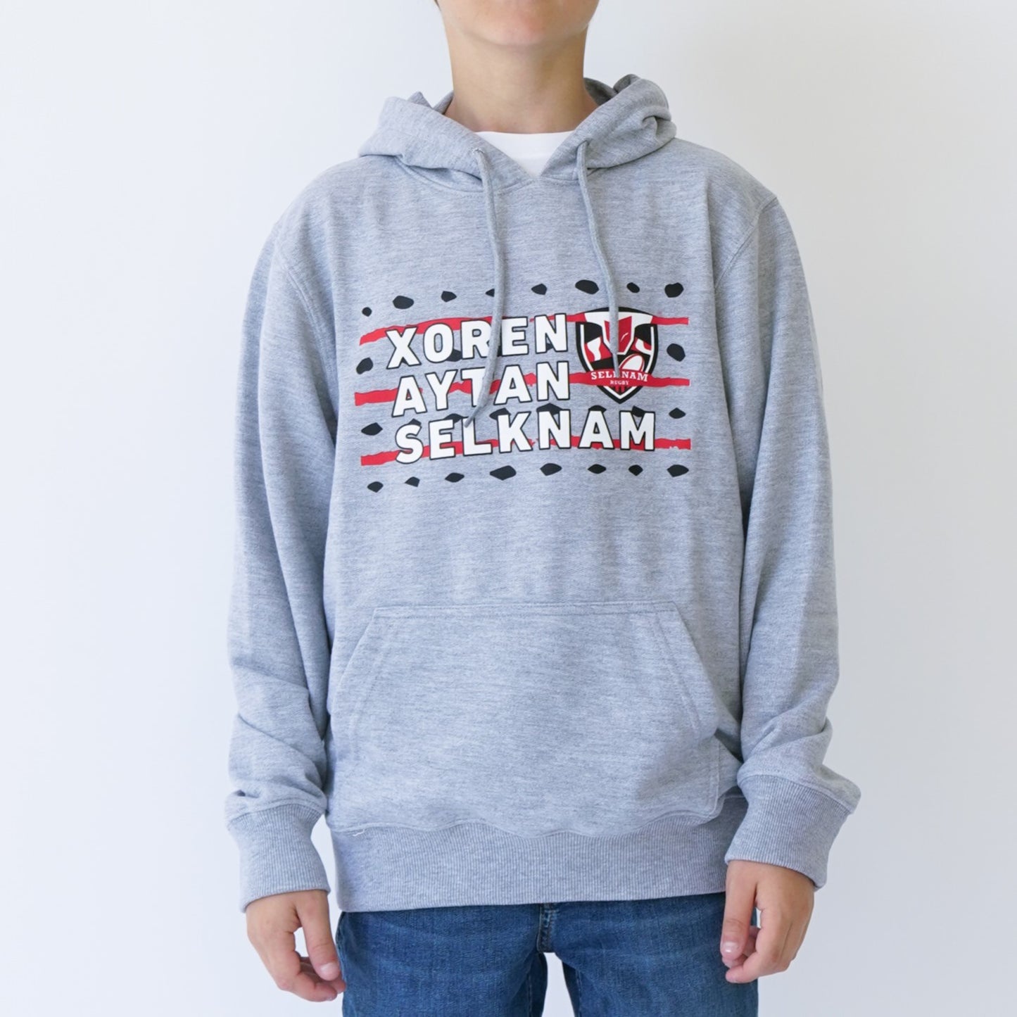 Polerón Hoodie Selknam XOREN AYTAN 24 Niños GRIS